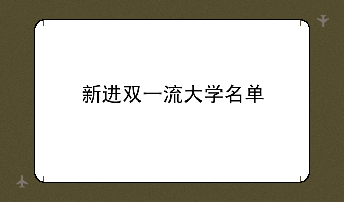 新进双一流大学名单