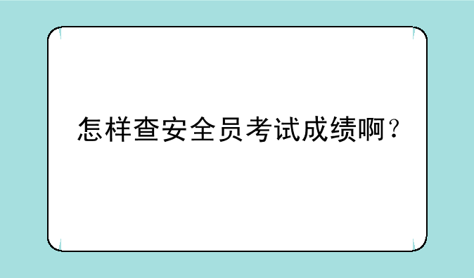 怎样查安全员考试成绩啊？