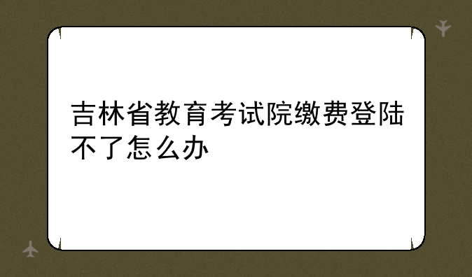 吉林省教育考试院缴费登陆不了怎么办