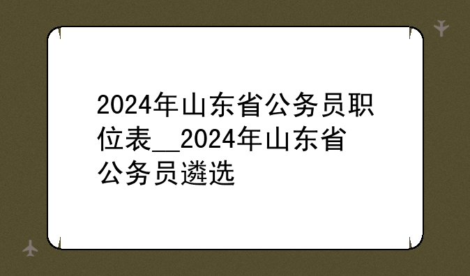 2024年山东省公务员职位表__2024年山东省公务员遴选