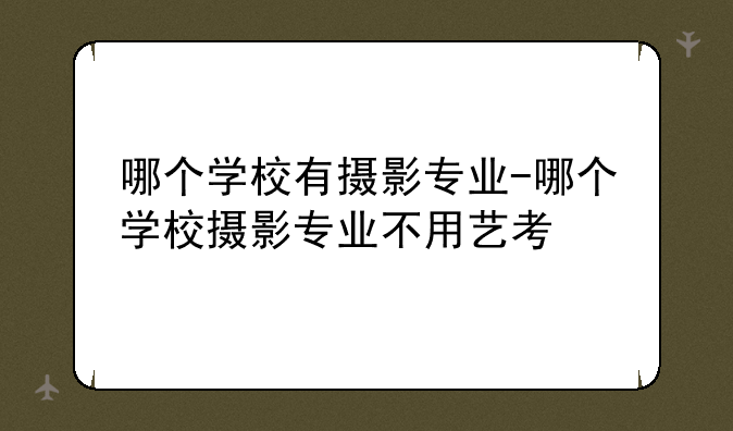 哪个学校有摄影专业-哪个学校摄影专业不用艺考